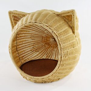 Handcrafted Cat-shaped PP Rattan Cat Cave