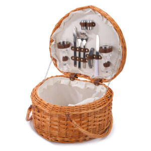 Heart Shape Willow Picnic Basket With Tableware Folks