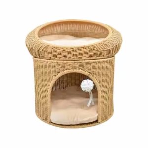 Double-deck Plastic Rattan Woven Pet House