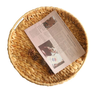 Natural Water Hyacinth Tray Straw Round Serving Tray