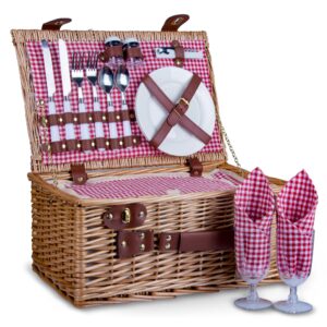 Handmade Vintage Willow Picnic Hamper With Lid