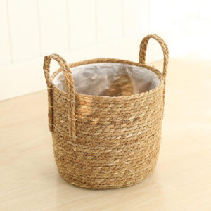 Large Straw Woven Plant Pot With Handles