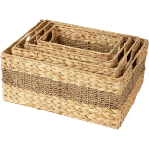 Handicraft Woven Water Hyacinth Seagrass Storage Basket