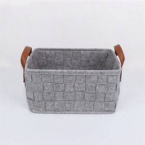 Foldable Storage Basket Felt Boxes With PU Handles