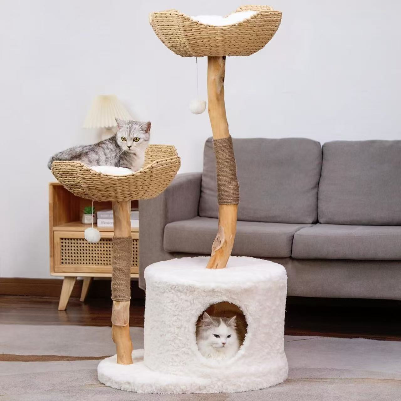 Natural Wood Cat Tree
