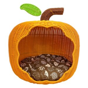 Cute Fruit Shape Rattan Pet Bed For Cat And Dog